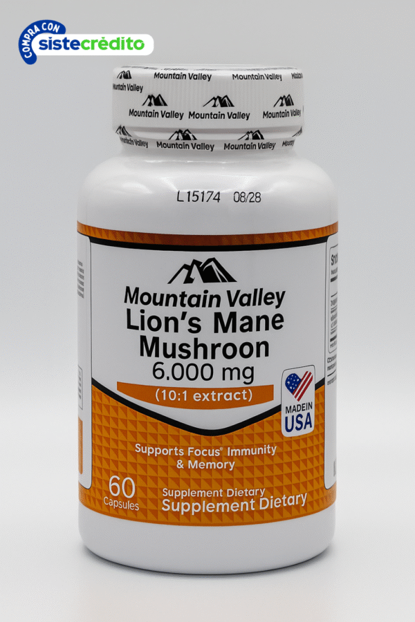 Lions Mane Mushroon 6.000 mg 60 Capsulas Mountain Valley "ENVIO GRATIS"