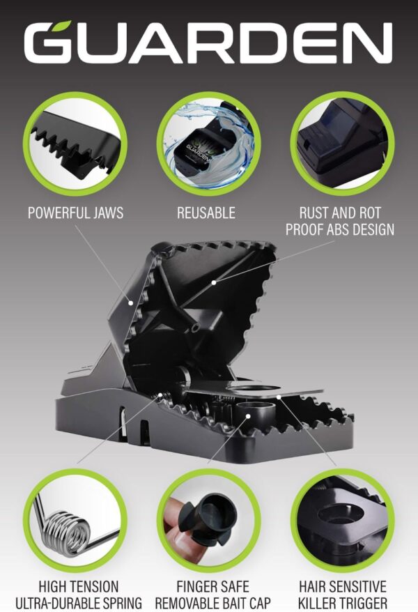 Trampa para Ratas, interiores y exteriores para ratones, ratas - fácil de instalar, potente broche X3