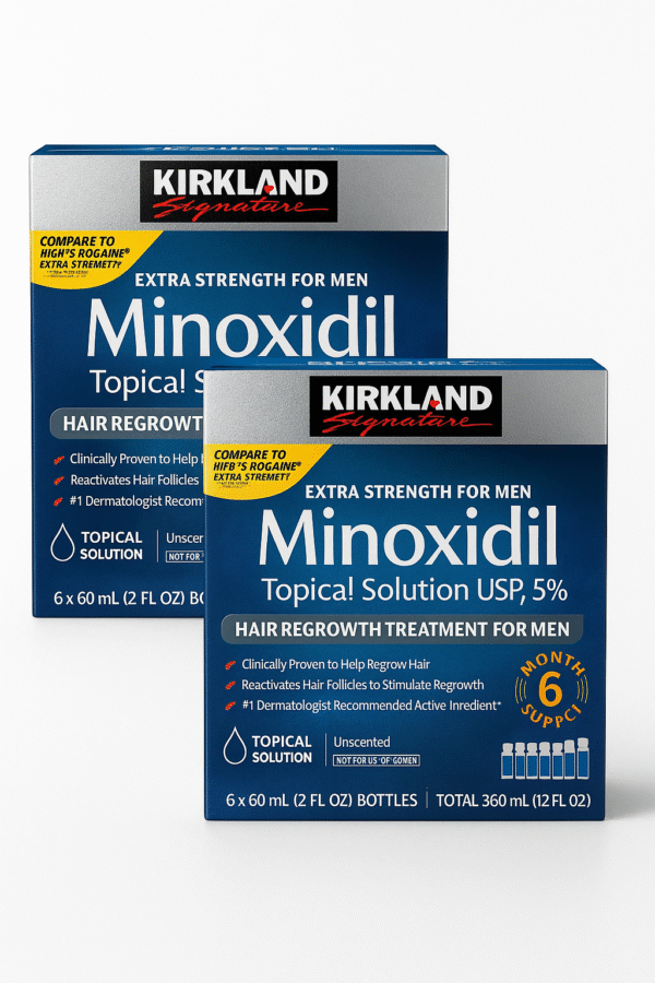 MINOXIDIL Topical Solution USP 5% Kirkland X12 Frascos (2 Cajas 720ml)