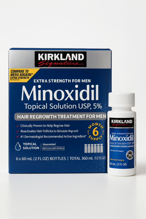 MINOXIDIL Topical Solution USP 5% Kirkland X12 Frascos (2 Cajas 720ml)