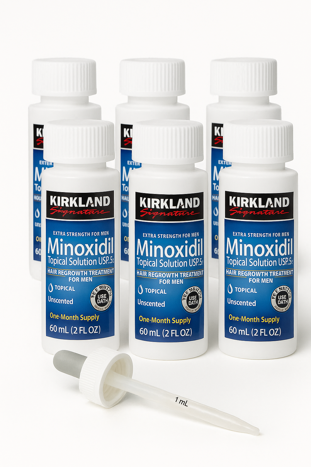 MINOXIDIL Topical Solution USP 5% Kirkland X6 Frascos (360 ml)