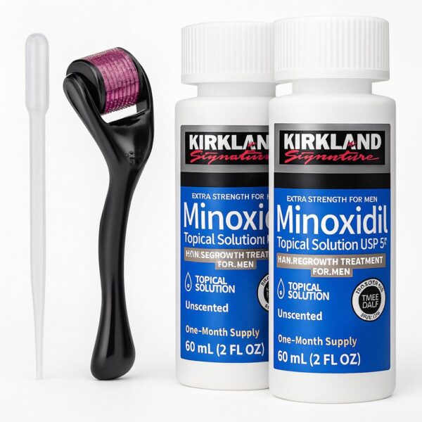 Minoxidil Topical Solution USP 5% Kirkland X2 Frascos + Dermaroller "ENVIO GRATIS"