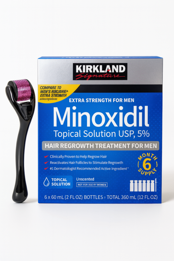 Minoxidil Kirkland Topical Solution USP 5% 360 ml + Derma Roller 0.5 mm "ENVIO GRATIS"