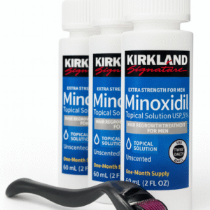 Minoxidil Topical Solution USP 5% Kirkland X3 Frascos (180 ml) + Derma Roller 0.5mm "ENVIO GRATIS"