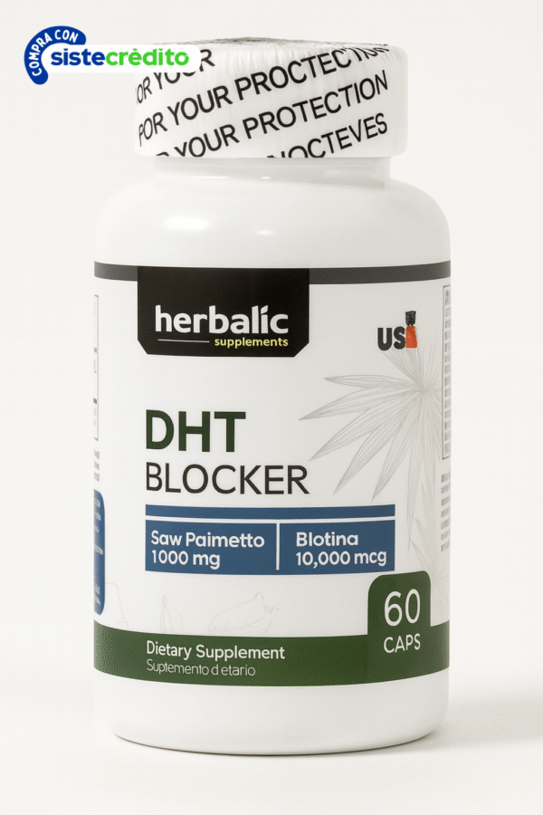 DHT Blocker Saw Palmetto 1000 mg + Biotina 10.000 mcg x 60 Capsulas